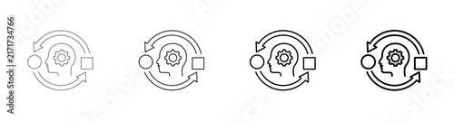 Adaptability and Flexibility Mindset Vector Icon Line Art Outline Illustration