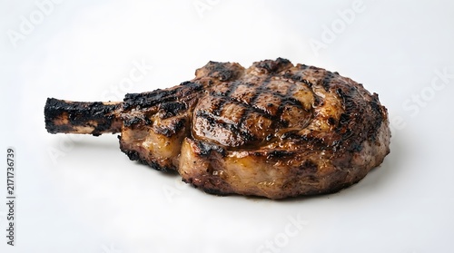 Grilled tomahawk steak isolated on a white background