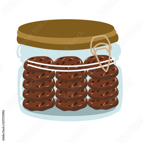 Glass Jar Chocolate Cookies Vector Illustration