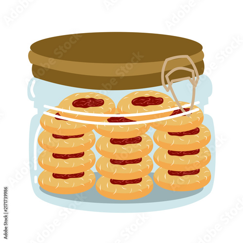 Glass Jar Red Cookies Vector Illustration