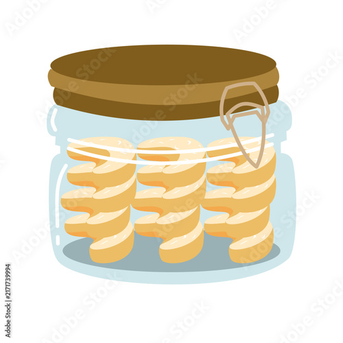 Small Glass Jar Cookies Vector Illustration