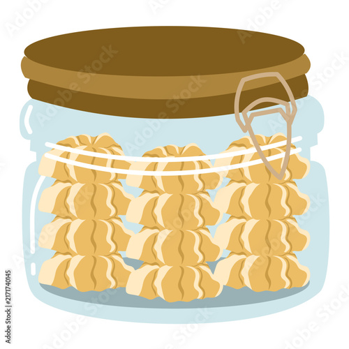 Glass Jar Wafer Cookies Vector Illustration
