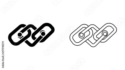 Interlocking Links: A graphic representation of three interlocking chain links, presented in both a solid black and a clear outline style, symbolizing connection and unity.