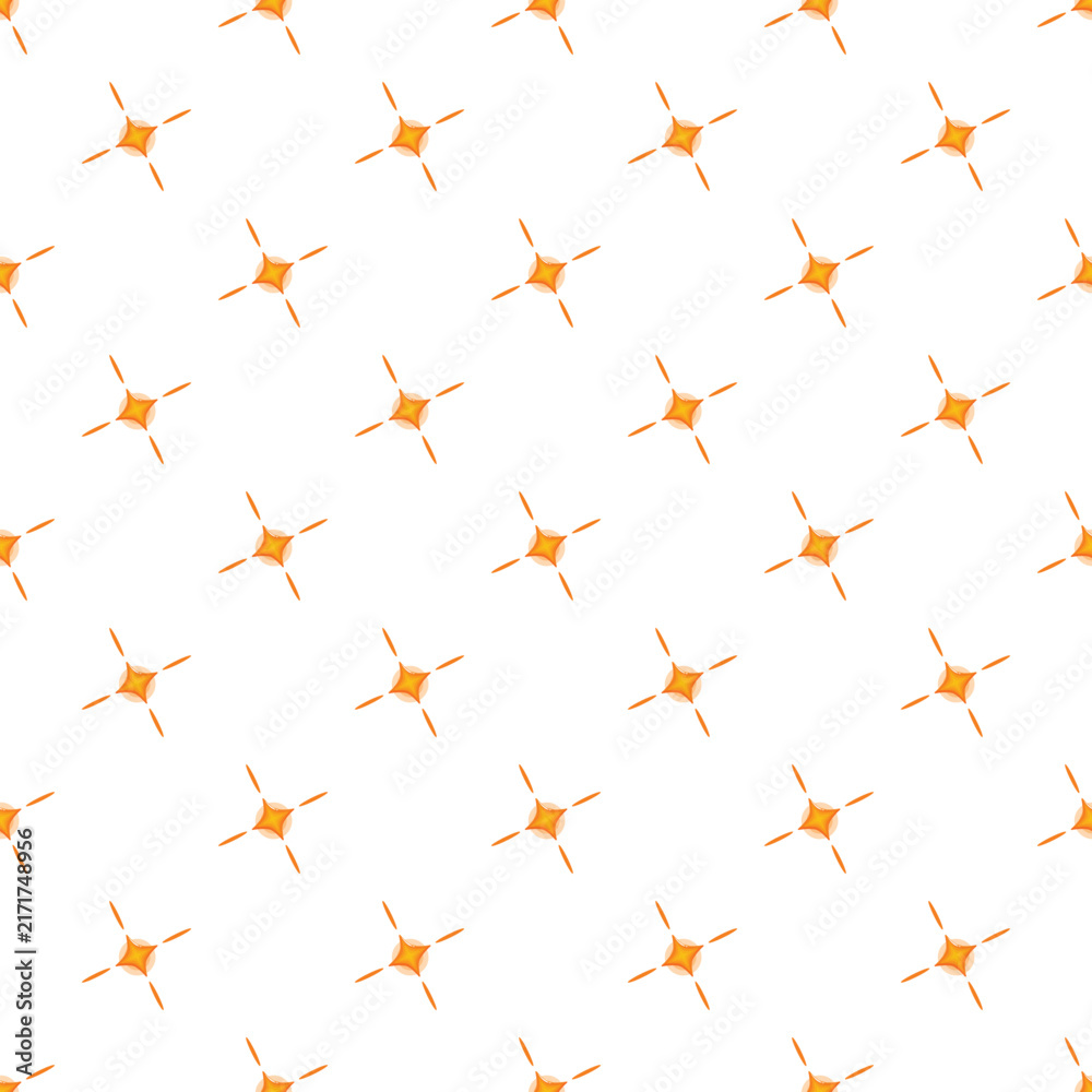 Fototapeta premium Orange sparkle stars creating a repeating pattern on a white background