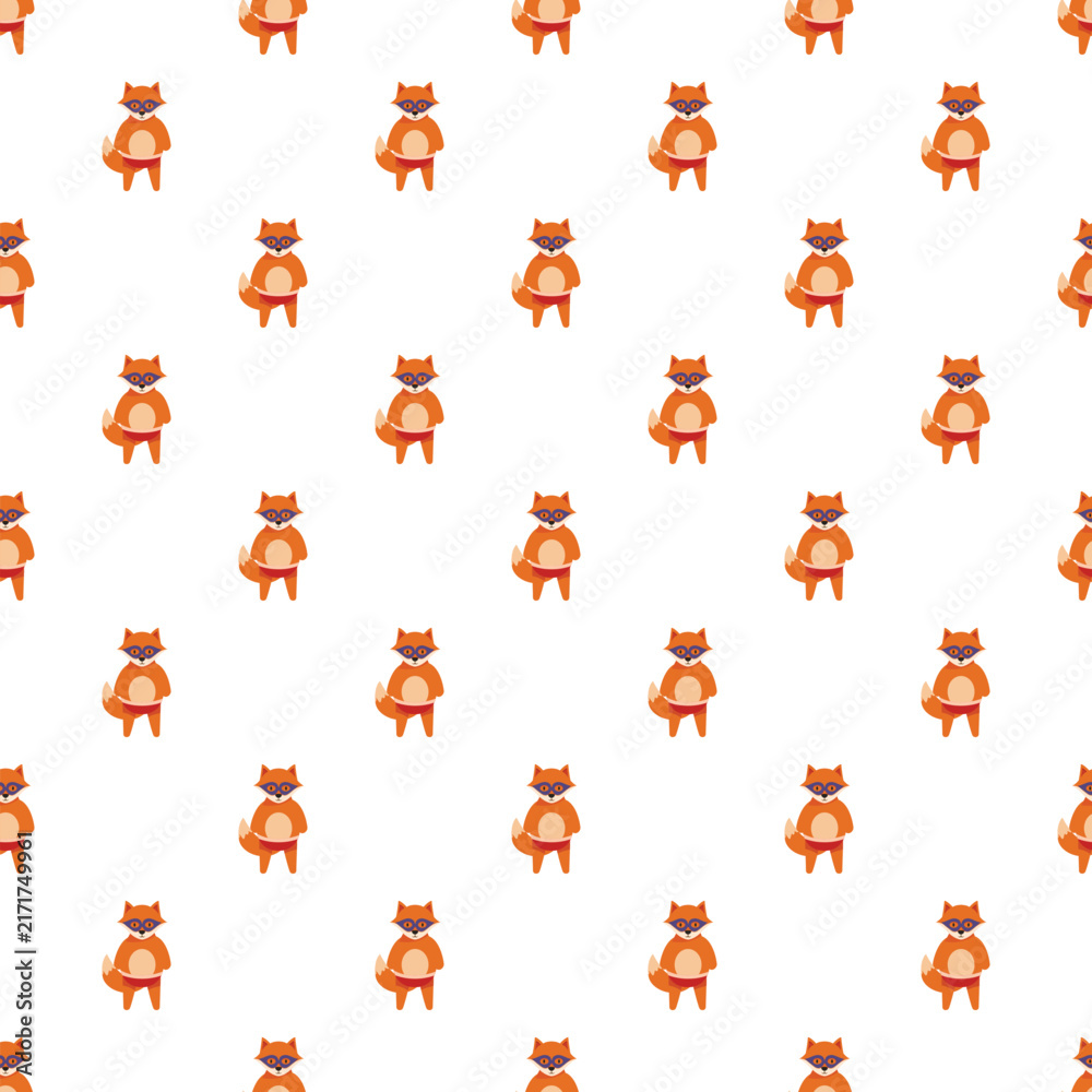Naklejka premium Foxes wearing masks featuring as a repeating cartoon illustration
