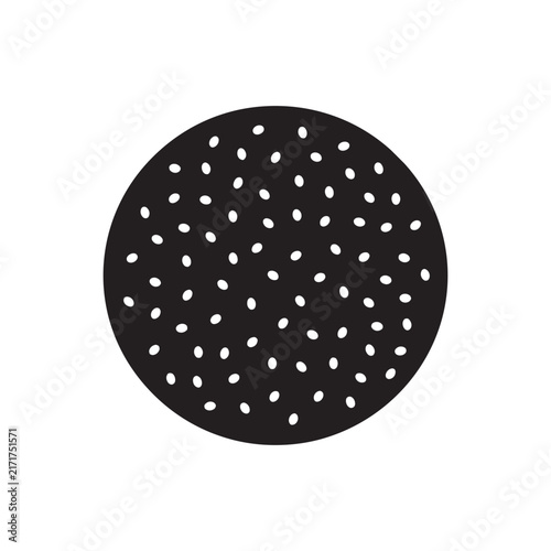 Burger bun with sesame seeds top view silhouette vector icon