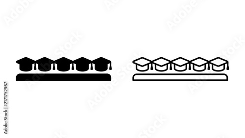 Obraz na plátne Graduation Caps Symbol: A minimalist illustration depicting multiple graduation caps, representing academic achievement and the culmination of educational pursuits