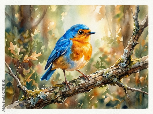 watercolor blue bird
