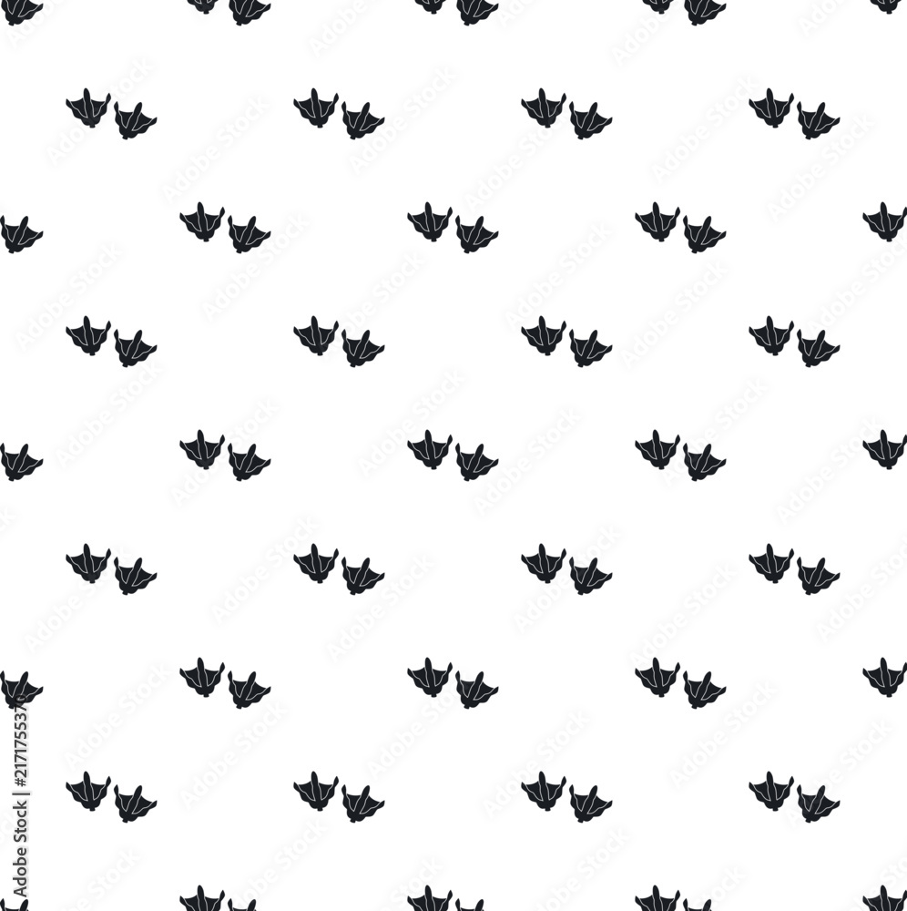 Fototapeta premium Duck footprints forming a seamless pattern on a white background