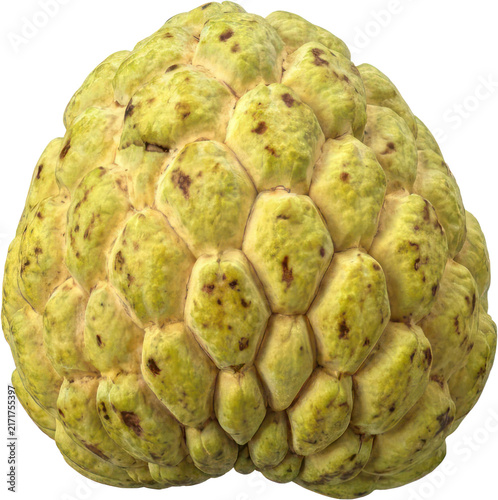Fotografía Whole green sugar apple custard apple on black.