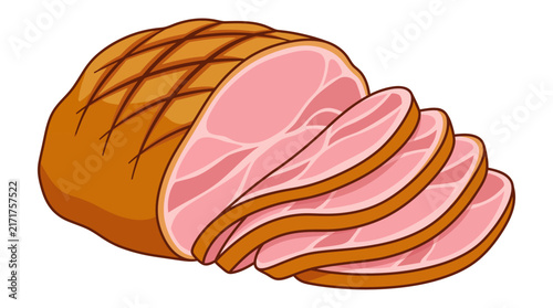 Sliced honey glazed ham vector illustration