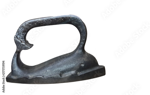 Close-up of a vintage cast-iron 