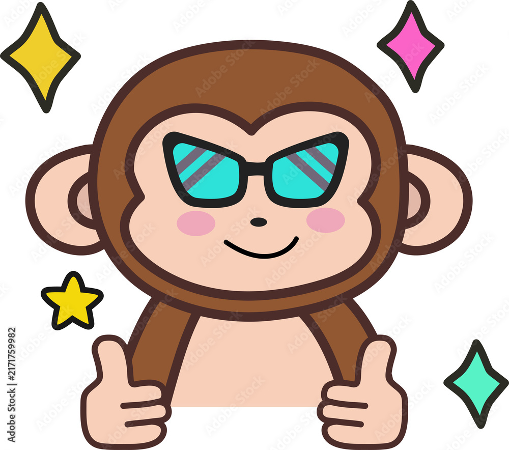 Naklejka premium Cute Monkey Character Emoticon Set for Daily Life Expressions and Reactions