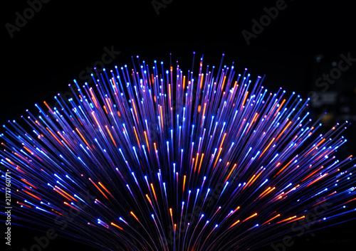 Close-up view on big data fiber optic