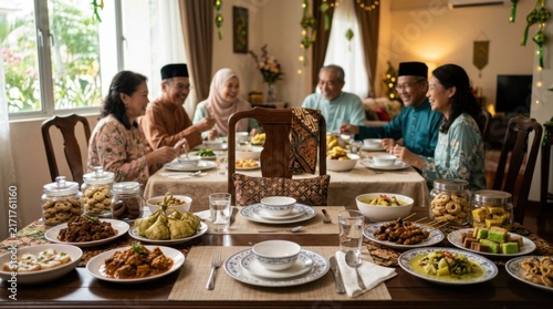 Family Festive Feast Gathering For Ramadan Celebration Meal
