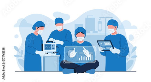 Medical Team Using Futuristic Technology in Surgery