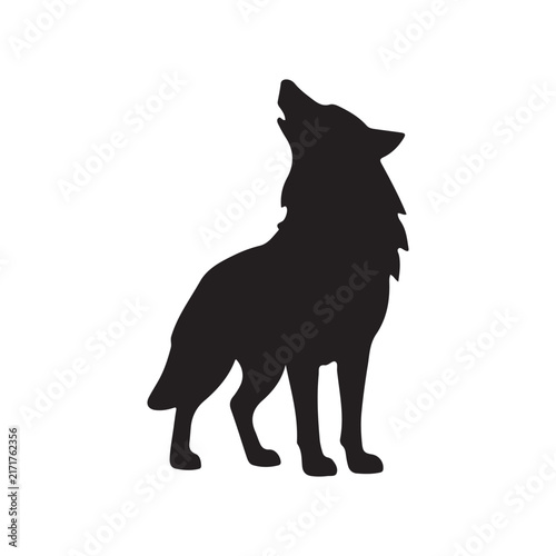 Wolf howling silhouette vector animal