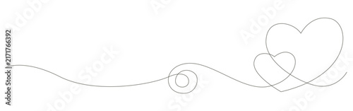 Continues line heart creates an elegant swirl design depicting two interconnected sketches. love vector background