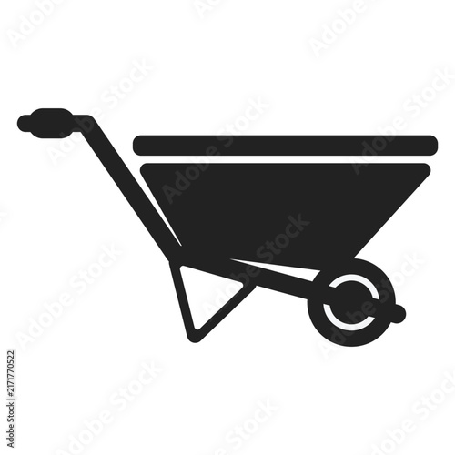 Isolated illustration of wheelbarrow silhouette for construction and carpentry icon.