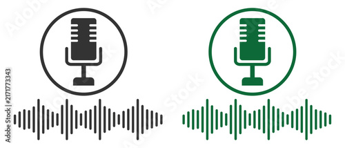 Microphone vector, icon set. Simple voice signs symbol concept isolated on white background. Modern editable microphone sound illustration web graphic design.