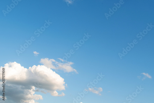 Summer morning blue sky with clouds, macro.