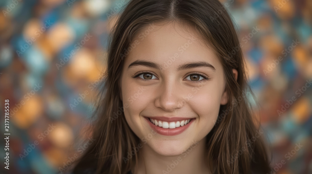 Obraz premium Teenage girl natural smile close up face portrait