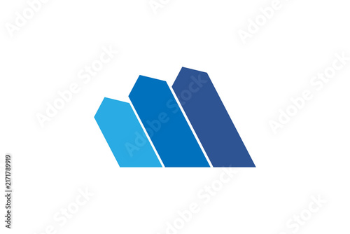 Modern Abstract Blue Rising Pillars Geometric Logo