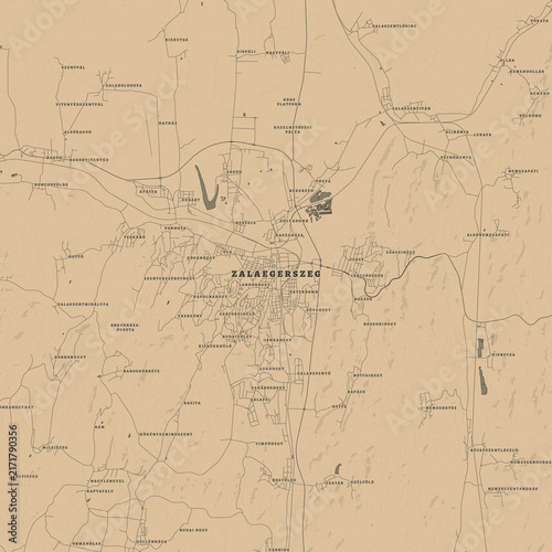 Vintage Map of Zalaegerszeg Hungary – Zala County Heritage and Historic City
