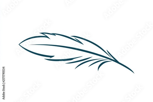 Elegant feather design in deep teal tone