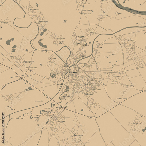 Vintage Map of Gyor Hungary – Historic City and Danube Heritage