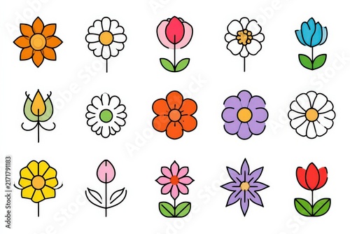 Bright, stylized flowers bloom in soft pastel hues
