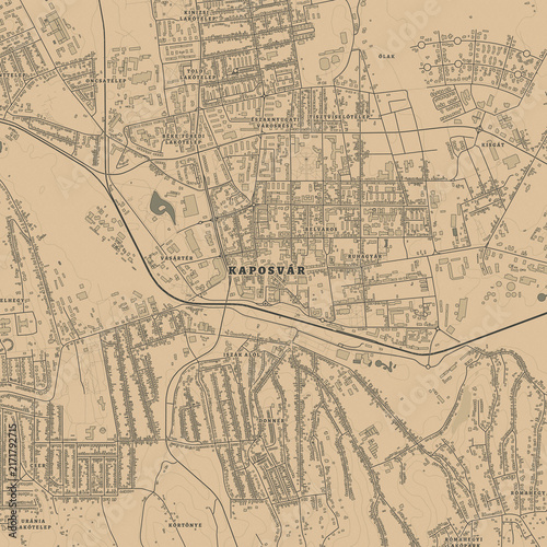 Vintage Map of Kaposvar Hungary – Somogy County Heritage and Historic City