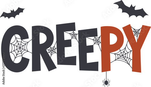 Creepy typography with bats and spider webs on transparent background