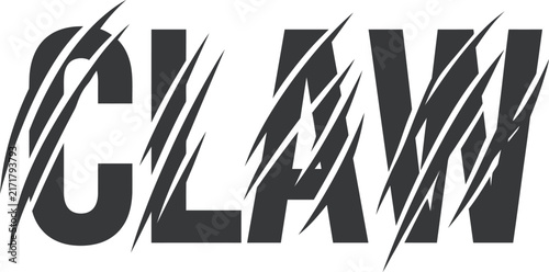 Claw typography with slash effects with diagonal scratch marks on transparent background