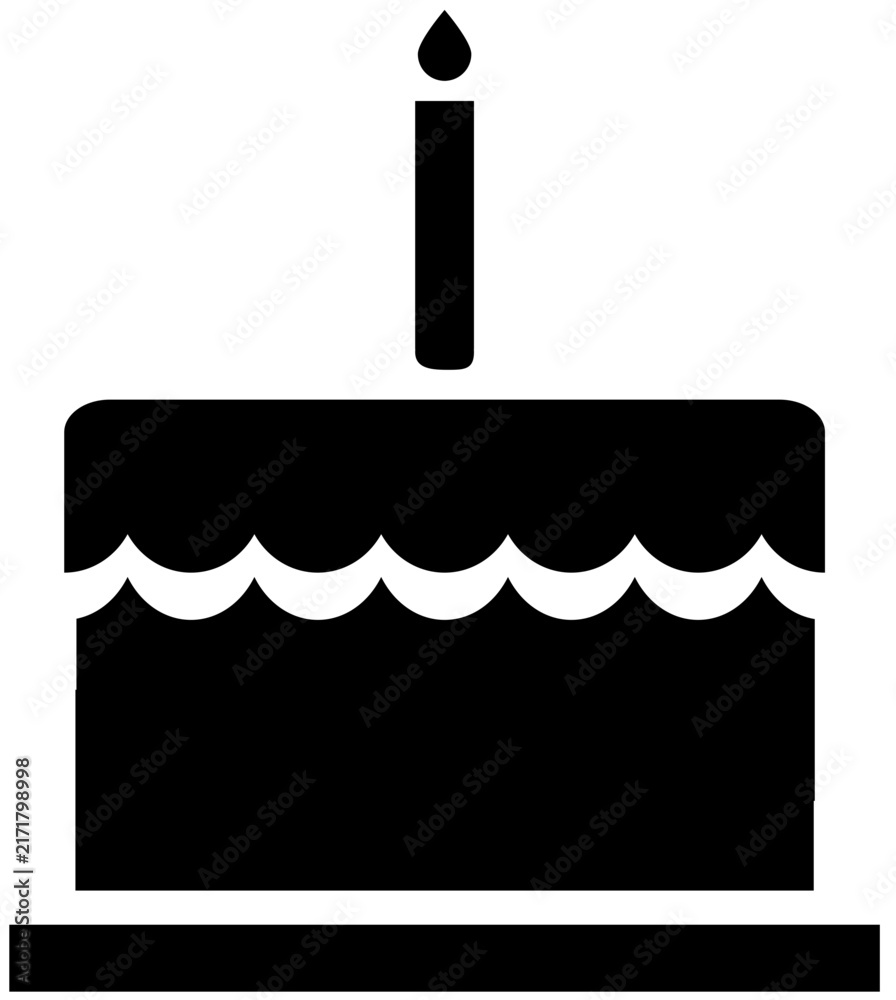 Obraz premium Birthday Cake with Single Candle Celebration Illustration