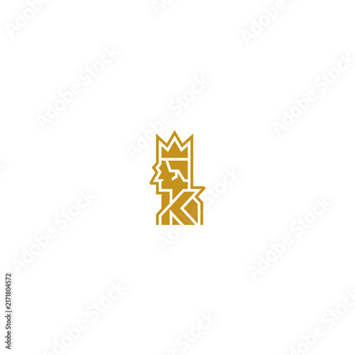Silhouette of a king with the letter K logo.