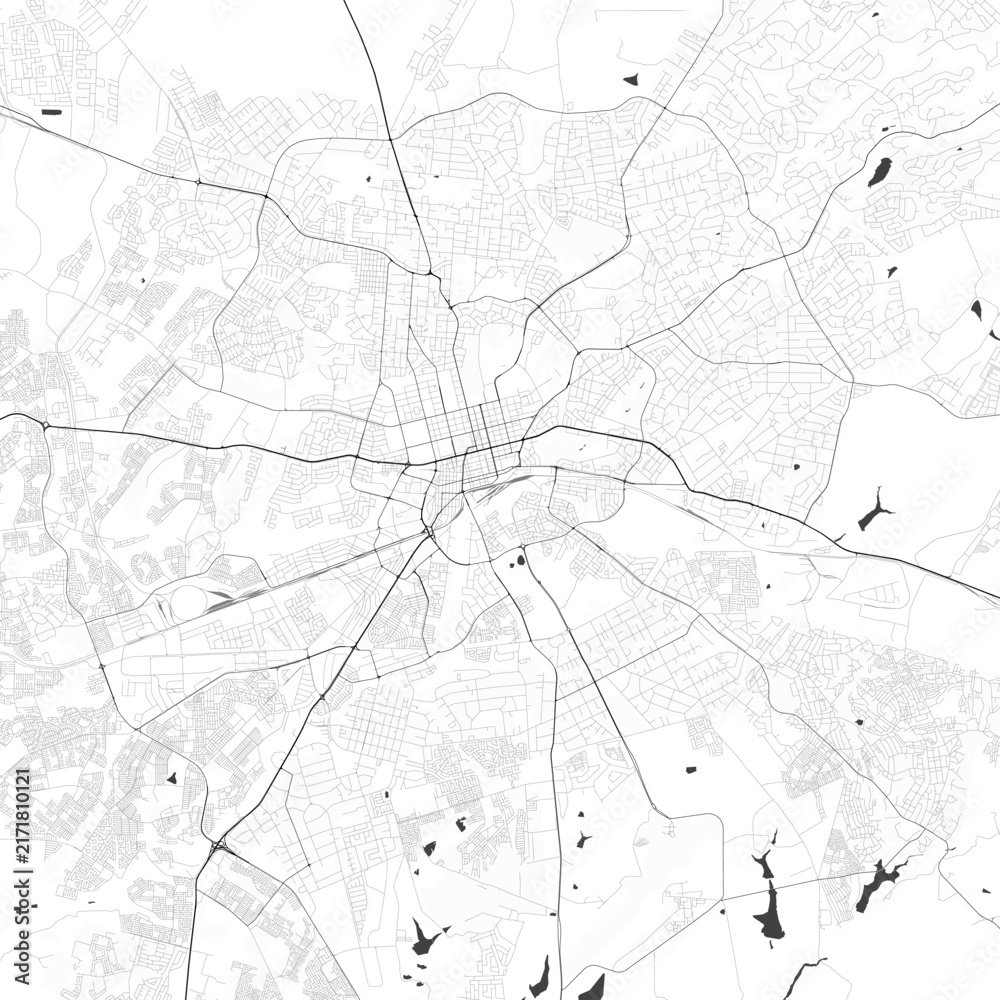Naklejka premium Minimal vector city map of Harare with streets, districts and road network