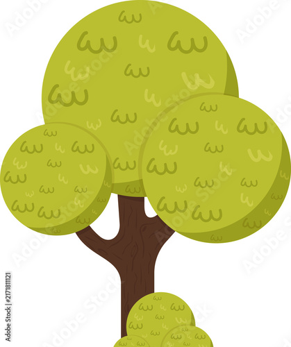 Stylized Green Tree with Round Foliage