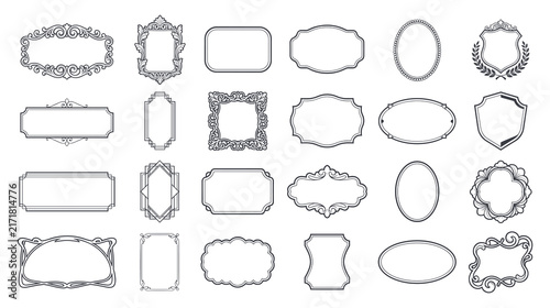 Classic vintage border frames and luxury ornate line labels for text.