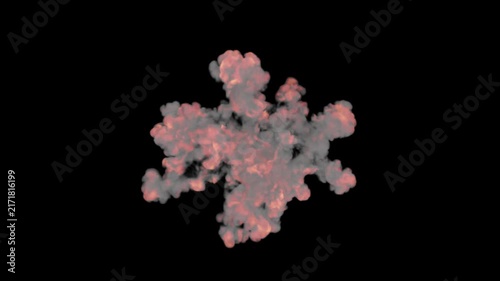 Smoke fire explosion loop animation in 4K resolution with puff dust blast steam shockwave and alpha channel green screen cartoon flash visual effect dynamic motion graphics overlay 