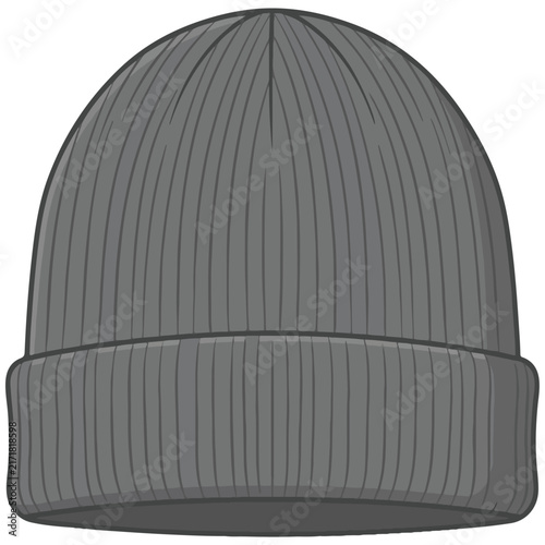 Grey knit beanie hat vector illustration