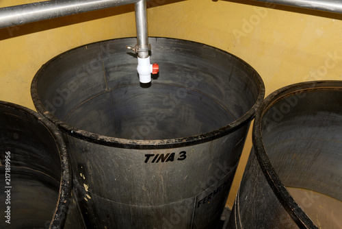 Industrial fermentation tanks at tequila distillery in Tequila Jalisco Mexico