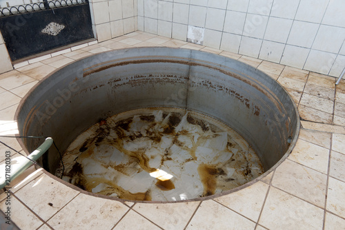 Industrial fermentation tank in a tequila distillery in Tequila Jalisco Mexico with agave