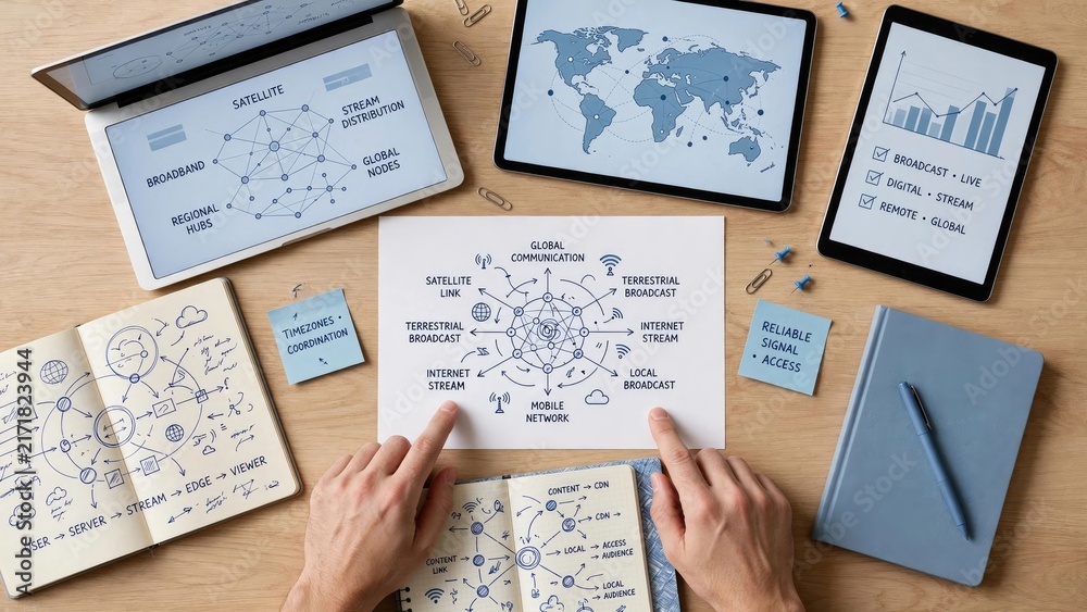 Obraz premium Team Collaboration on Strategy Planning and Diagrams