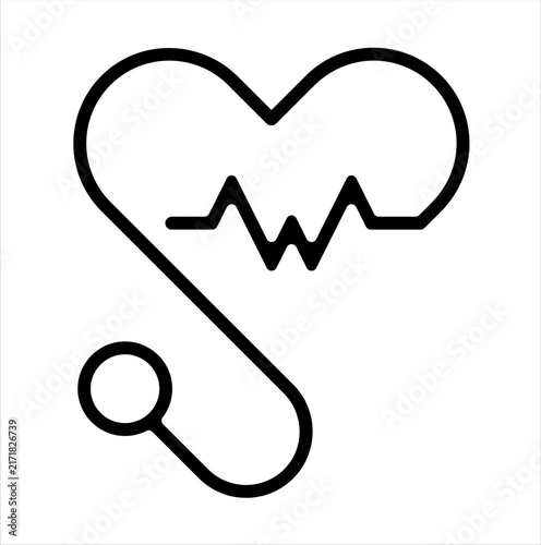 Heart ECG Stethoscope Medical Care Icon