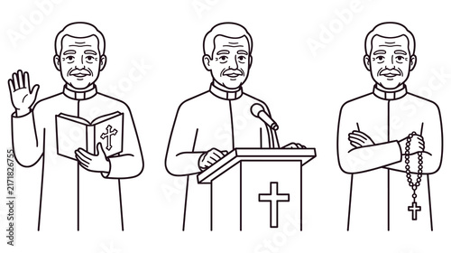 Фотография Christian priest with bible and rosary in religious ceremony settings