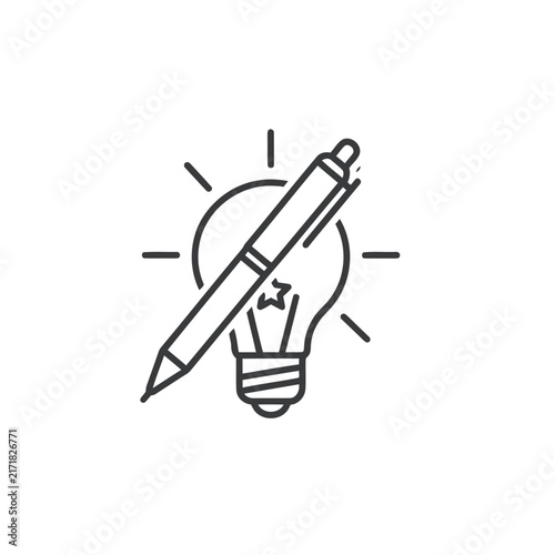 Creativity Lightbulb Icon – Minimalist Innovation and Writing Symbol