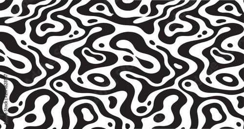 Black and white abstract liquid wave seamless pattern 