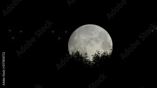 Big full Moon night nature view 4k