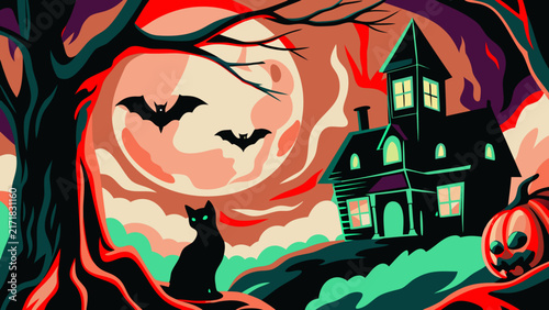 halloween night scene